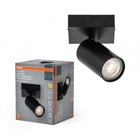 OSRAM LED Spot Octagon 1er Wand- und Decken Strahler Schwarz