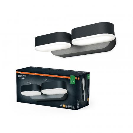 OSRAM 2-Strahlige LED Outdoor Wandleuchte Endura Style Mini Spot II 13W Anthrazit IP44 - mit 340° drehbarem Kopf, ideal für Eingangsbeleuchtung