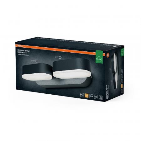 OSRAM 2-Strahlige LED Outdoor Wandleuchte Endura Style Mini Spot II 13W Anthrazit IP44 - mit 340° drehbarem Kopf, ideal für Eingangsbeleuchtung