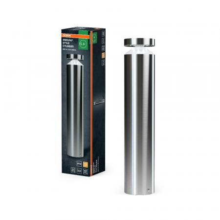 50cm hohe Osram LED Wegeleuchte Endura Style Cylinder aus Edelstahl mit Rundumlicht IP44 - modernes Edelstahl-Design, IP44 für Wege und Parkplätze