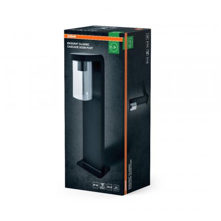 Osram Wegeleuchte CASCADE 50cm hoch flacher Aluminium Standfuß Anthrazit klarer Glaszylinder