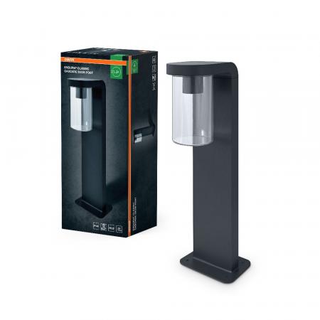 Osram Wegeleuchte CASCADE 50cm hoch flacher Aluminium Standfuß Anthrazit klarer Glaszylinder