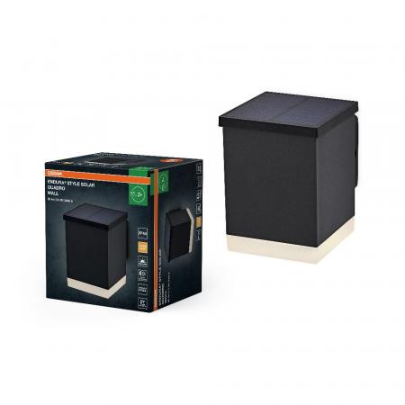 OSRAM LED Solar Wandleuchte Endura Style Solar Wall Quadro - indirekte Beleuchtung, wiederaufladbarer Akku, IP44, warmweiße Lichtfarbe