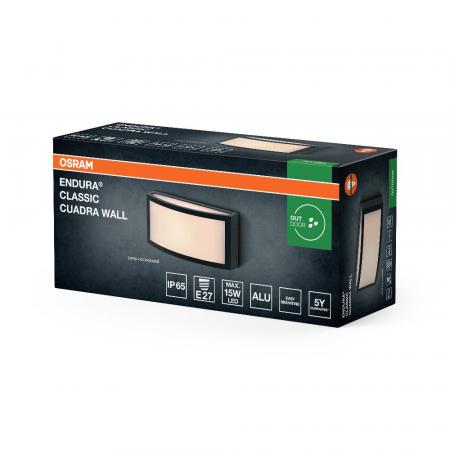 OSRAM Außenwandleuchte Endura Classic Cuadra in Dunkelgrau - schnelle & einfache Installation, mattierter Diffusor
