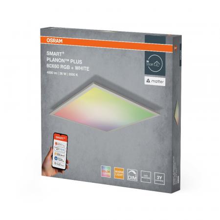 Osram SMART+ Matter WiFi Planon Plus Aufbau Panel RGB Multicolor und Warmweiß 600x600mm