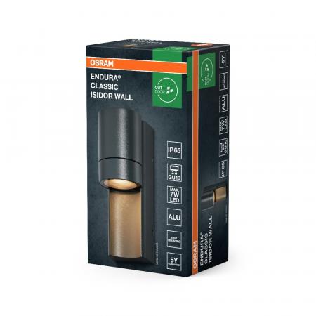OSRAM Außenwandleuchte Endura Classic Isidor in Dunkelgrau - Aluminium, schnelle & einfache Installation, mattierter Diffusor, IP65