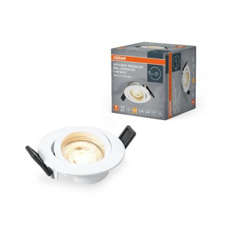 OSRAM Einbauleuchte mit Twist Lock schwenkbar mit warmweißem Licht - Rahmen aus lackiertem Metall mit auswechselbarer Osram GU10 LED