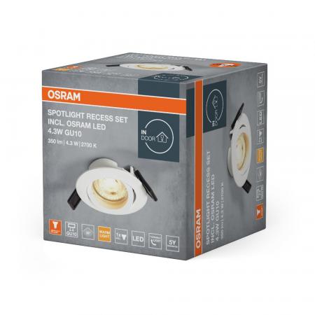 OSRAM Einbauleuchte mit Twist Lock schwenkbar mit warmweißem Licht - Rahmen aus lackiertem Metall mit auswechselbarer Osram GU10 LED