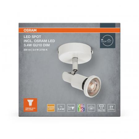 OSRAM LED SPOT GU10 1er Wand- und Decken Strahler dimmbar Weiß 2700K warmweiße Lichtfarbe mit hoher Farbwiedergabe