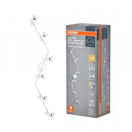 OSRAM LED SPOT GU10 6er Deckenstrahler dimmbar Weiß 2700K warmweiße Lichtfarbe mit hoher Farbwiedergabe