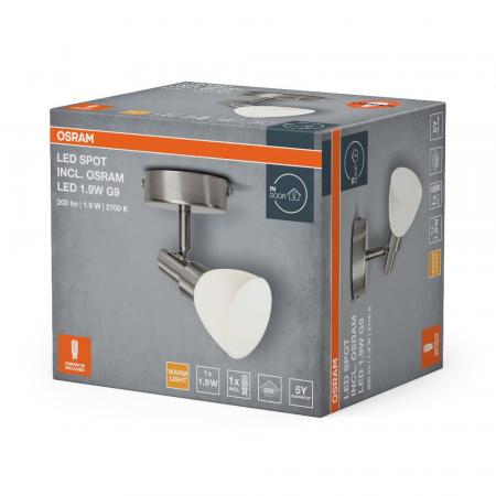 OSRAM 1-flammiger schwenkbarer LED Wandspot mit satiniertem Glas inkl. warmweißer sparsamer LED-Lampe