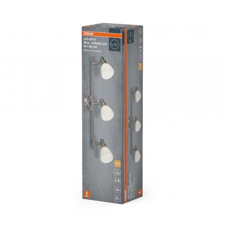 OSRAM 3-flammiger LED Decken Strahler mit satiniertem Glas inkl. sparsamer LED-Leuchtmittel
