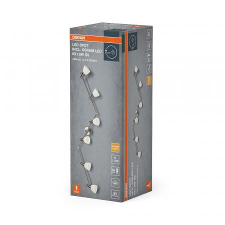 OSRAM 6-flammiger LED Decken Strahler mit satiniertem Glas inkl warmweißer LED-Lampen - austauschbar