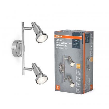 OSRAM 2-flammiger schwenkbarer Wand- und Decken Strahler aus Aluminium