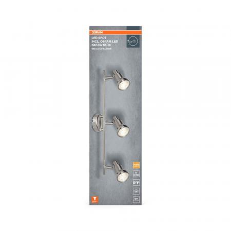 OSRAM 3-flammiger scgwenkbarer Decken Strahler aus Aluminium mit 3 warmweißen LED-Lampen