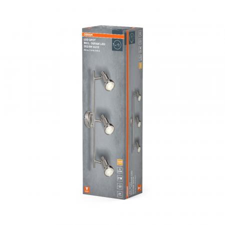 OSRAM 3-flammiger scgwenkbarer Decken Strahler aus Aluminium mit 3 warmweißen LED-Lampen