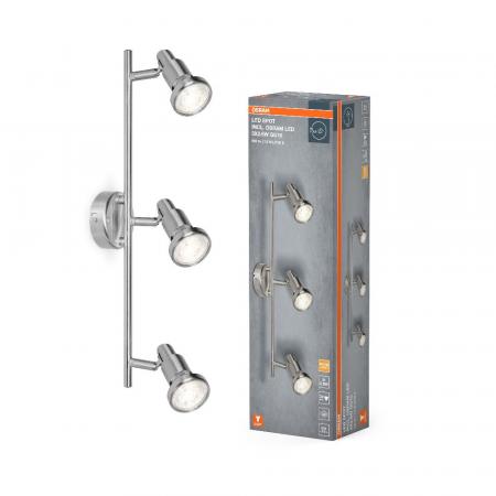 OSRAM 3-flammiger scgwenkbarer Decken Strahler aus Aluminium mit 3 warmweißen LED-Lampen