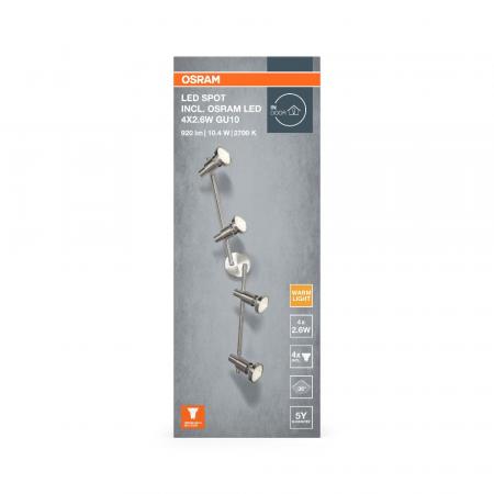 OSRAM Spotlight 4-flammiger LED Decken Strahler schwenkbar aus Aluminium