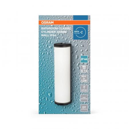 Klassische OSRAM Spiegelleuchte fürs Badezimmer Classic Cylinder 32cm IP44