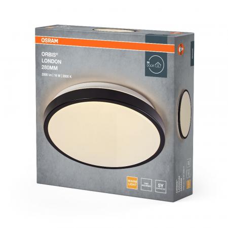 OSRAM Deckenleuchte Orbis London Schwarz 28cm - warmweiße Lichtfarbe, sehr homogene Lichtverteilung, lange Lebensdauer