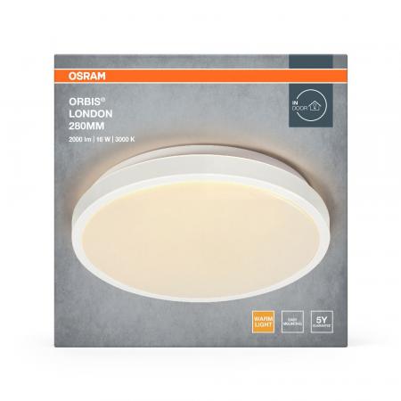 Osram Deckenleuchte Orbis London Weiß 28cm - warmweiße Lichtfarbe, sehr homogene Lichtverteilung, lange Lebensdauer