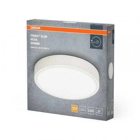 OSRAM Orbis Flache LED-Deckenleuchte Slim Moia Ø 38 cm in Weiß 24W Warmweißes Licht