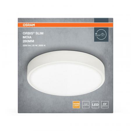 OSRAM Orbis Flache LED-Deckenleuchte Slim Moia 28cm weiß 20W Warmweißes Licht