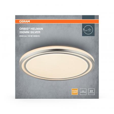 OSRAM Orbis Helman Deckenleuchte 30cm 16W 295MM Silber warmweißes Licht