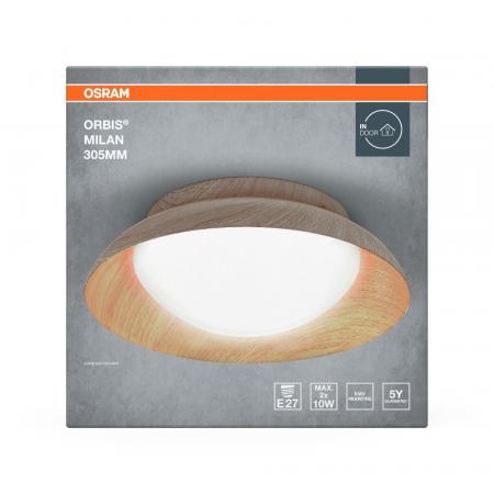 OSRAM Deckenleuchte Orbis Milan Wood Decor aus Stahl und Glas