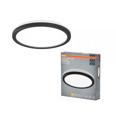 OSRAM Orbis Ultra Slm Backlight Deckenleuchte 23,5cm in Schwarz dimmbar - warmweißes Licht (3000K) + Hintergrundlicht, dreistufige Dimmbarkeit über Wandschalter, ultraflach