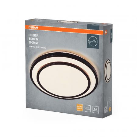 OSRAM Deckenleuchte Orbis Berlin 39cm mit schwarzen Plastik-Ringen