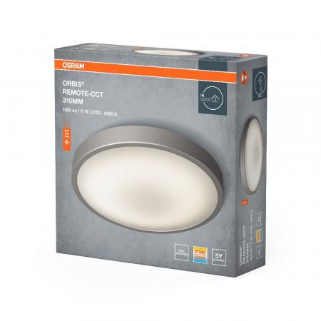 OSRAM Dimmbare flache LED Deckenleuchte Orbis Ø31cm mit Fernbedienung und wechslbarer Farbtemperatur
