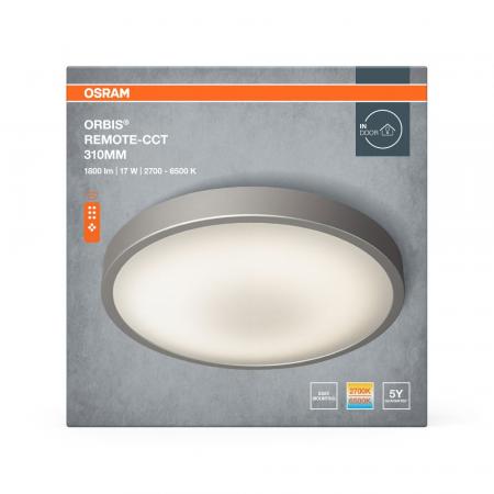OSRAM Dimmbare flache LED Deckenleuchte Orbis Ø31cm mit Fernbedienung und wechslbarer Farbtemperatur