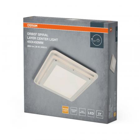 Osram LED-Deckenleuchte Orbis Spiral Layer Square weiß Warmweißes Licht - direktes & indirektes Licht, sehr homogene Lichtverteilung