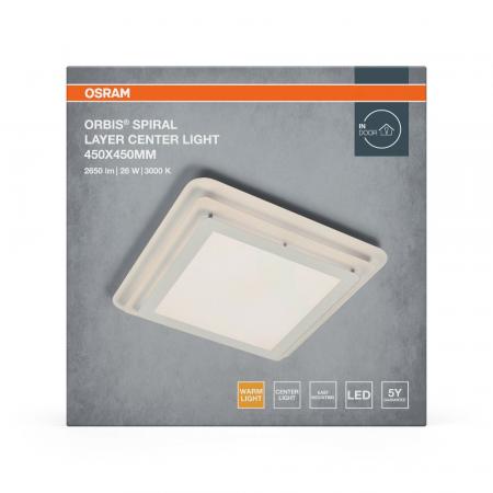 Osram LED-Deckenleuchte Orbis Spiral Layer Square weiß Warmweißes Licht - direktes & indirektes Licht, sehr homogene Lichtverteilung