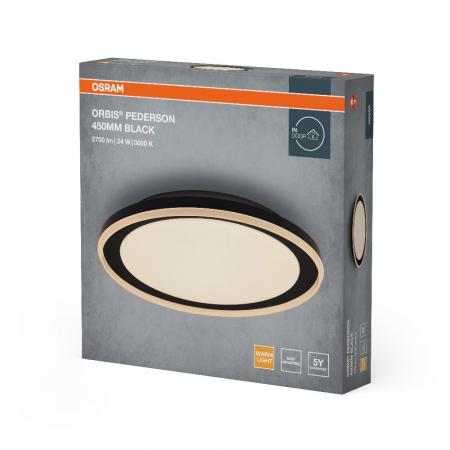 OSRAM Orbis Pederson Deckenleuchte 24W 450MM Schwarz mit warmweißem Licht
