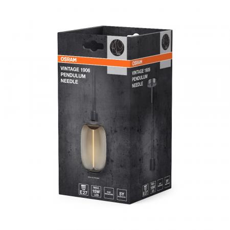 OSRAM VINTAGE 1906 PenduLum Needle Ø 10cm Anthrazit aus Stahl - Schlichte Pendelleuchte mit E27 Fassung ohne Leuchtmittel
