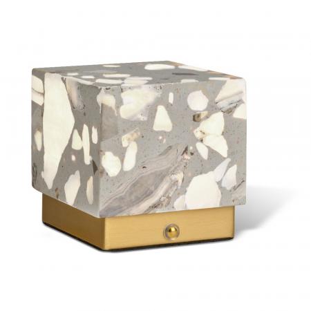 Osram Akku Tischleuchte Decor Gleam aus Terrazzo Stein dimmbar und mit veränerbarer Farbtemperatur (CCT) Beige