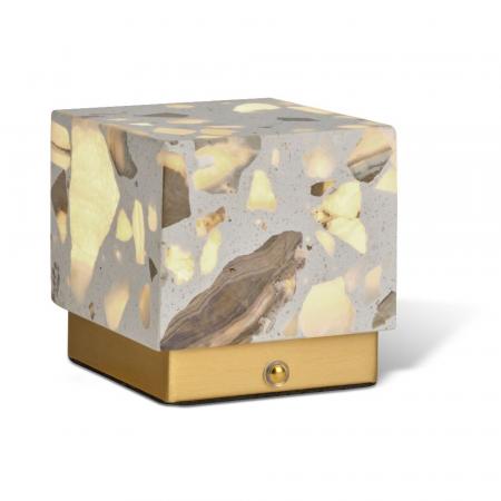 Osram Akku Tischleuchte Decor Gleam aus Terrazzo Stein dimmbar und mit veränerbarer Farbtemperatur (CCT) Beige