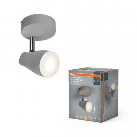 OSRAM LED Spot Pear 1er Wand- und Decken Strahler Grau - warmweiße Lichtfarbe, ausrichtbarer Leuchtenkopf, einfache Montage