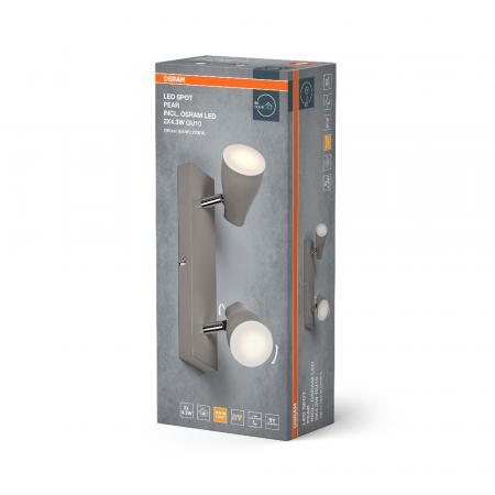 OSRAM LED Spot Pear 2er Wand- und Decken Strahler Grau