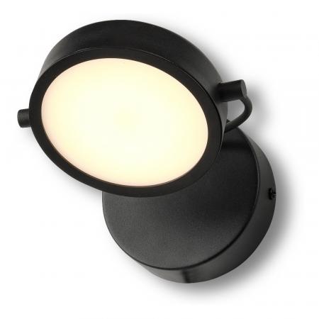 Osram Wandleuchte Decor Puck aus Stahl in Schwarz mit warmweißem Licht - 1,5 m Kabel mit Schalter/  EU-Stecker