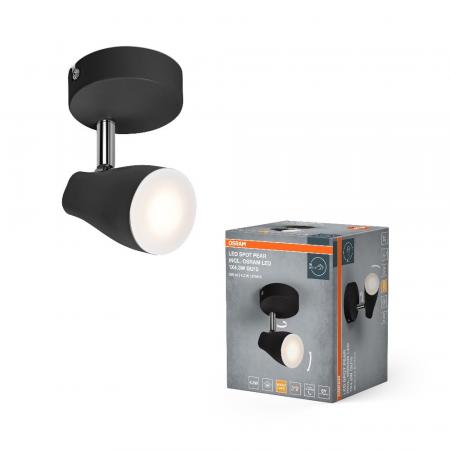 OSRAM LED Spot Pear 1er Wand- und Decken Strahler Schwarz - bietet gerichtetes Licht mit warmweißer Lichtfarbe, mit flexiblem GU10-Strahler, GU10-Lampe enthalten