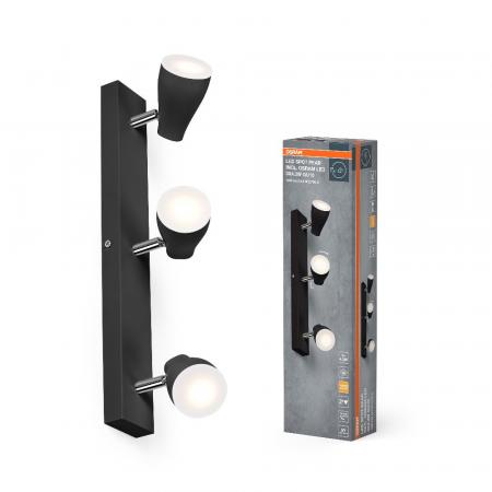 OSRAM LED Spot Pear 3er Deckenstrahler Schwarz - bietet gerichtetes Licht mit warmweißer Lichtfarbe, mit flexiblem GU10-Strahler, GU10-Lampen enthalten