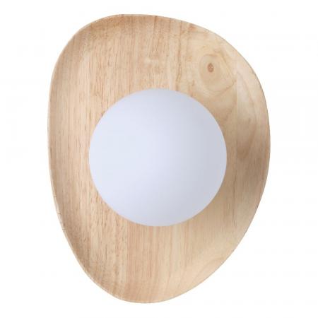 OSRAM Wandleuchte Decor Wood Nest aus Kautschukholz mit G9 Fassung hellbaraun - mit matter Glaskugel