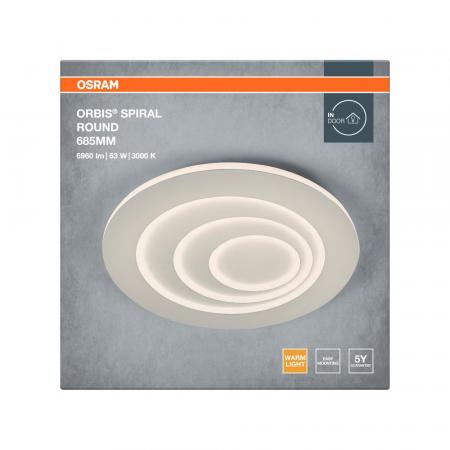 Osram LED-Deckenleuchte Orbis Spiral Loop Round 685mm 63W weiß Warmweißes Licht - direktes & indirektes Licht, sehr homogene Lichtverteilung