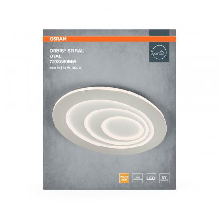 Osram LED-Deckenleuchte Orbis Spiral Oval 720mm 63W weiß Warmweißes Licht - direktes & indirektes Licht, sehr homogene Lichtverteilung