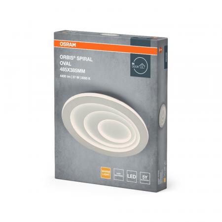 Osram LED-Deckenleuchte Orbis Spiral Oval 485mm 37W weiß Warmweißes Licht - direktes & indirektes Licht, sehr homogene Lichtverteilung