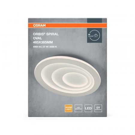 Osram LED-Deckenleuchte Orbis Spiral Oval 485mm 37W weiß Warmweißes Licht - direktes & indirektes Licht, sehr homogene Lichtverteilung