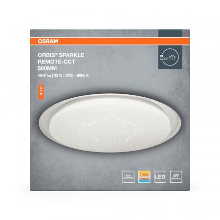 OSRAM Leistungsstarke Orbis Sparkle LED Deckenleuchte ø60cm funkelndes Licht mit Fernbedienung & Tunable White und mit Glanzlichteffekt